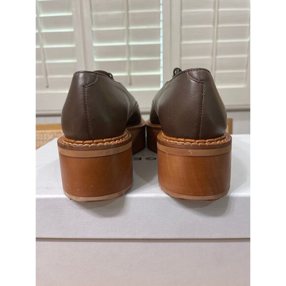Clergerie Brooks Wooden Effect Platform Oxford Brown Leather Sz 5.5 US 36 EU NIB - Picture 9 of 13